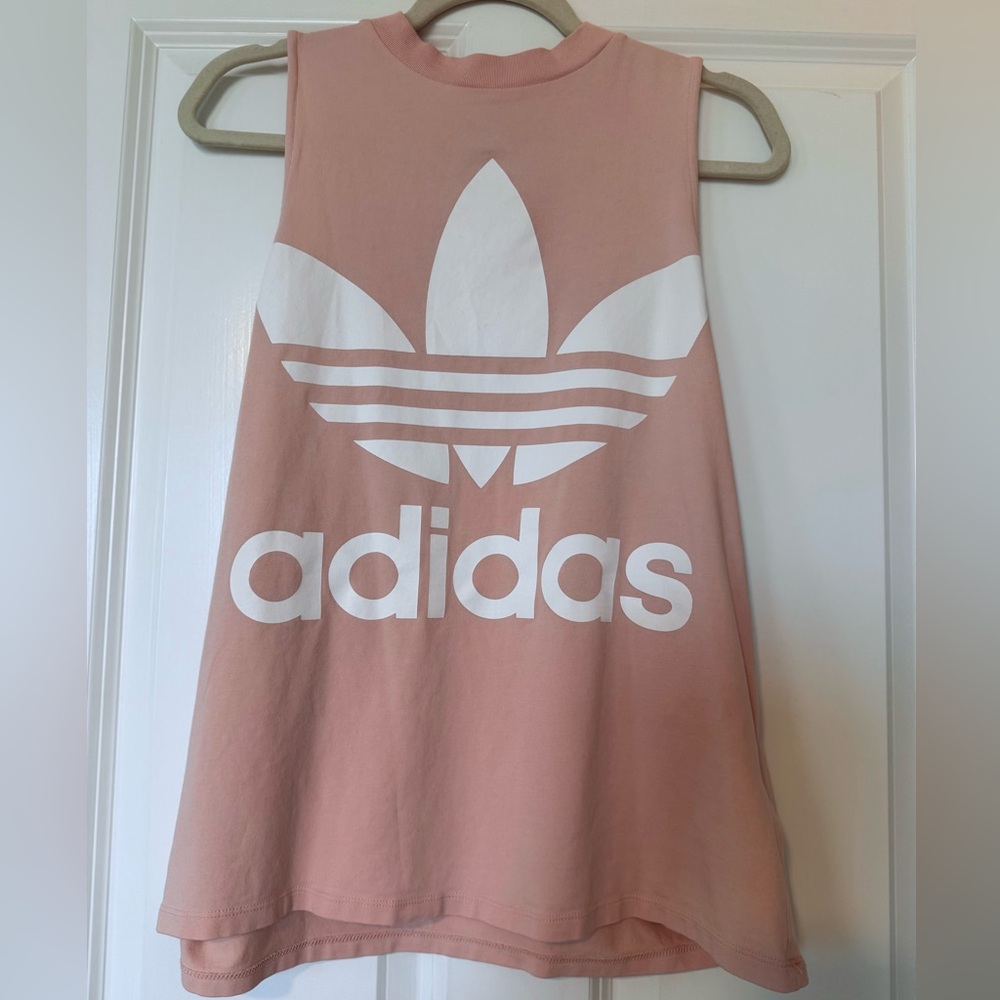 Adidas Pink Tank with White Logo
